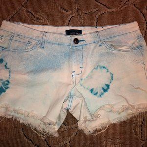 Butter Teal and White Tie Dye Denim Shorts